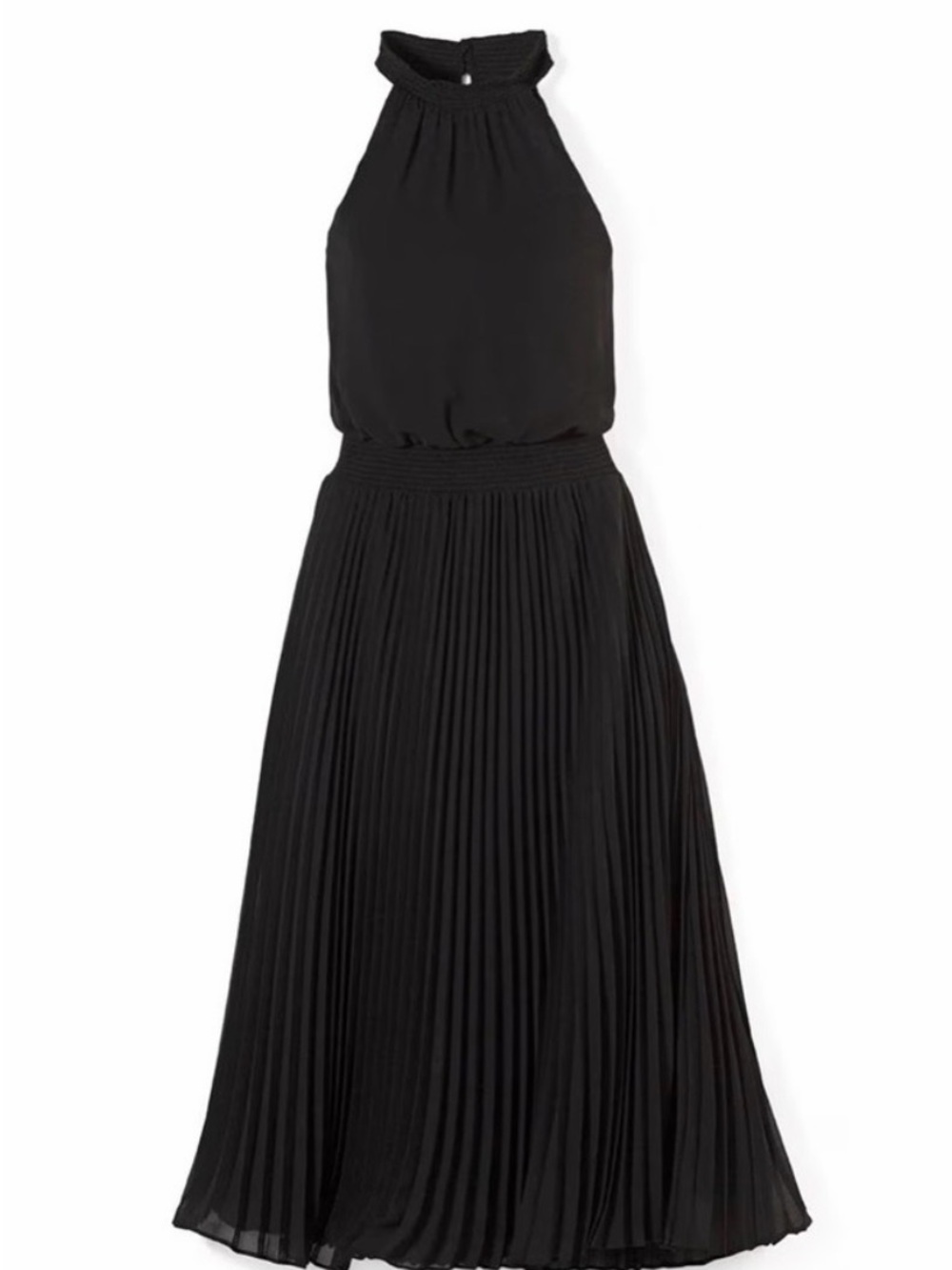 White House Black Market Black Halter Pleated Maxi